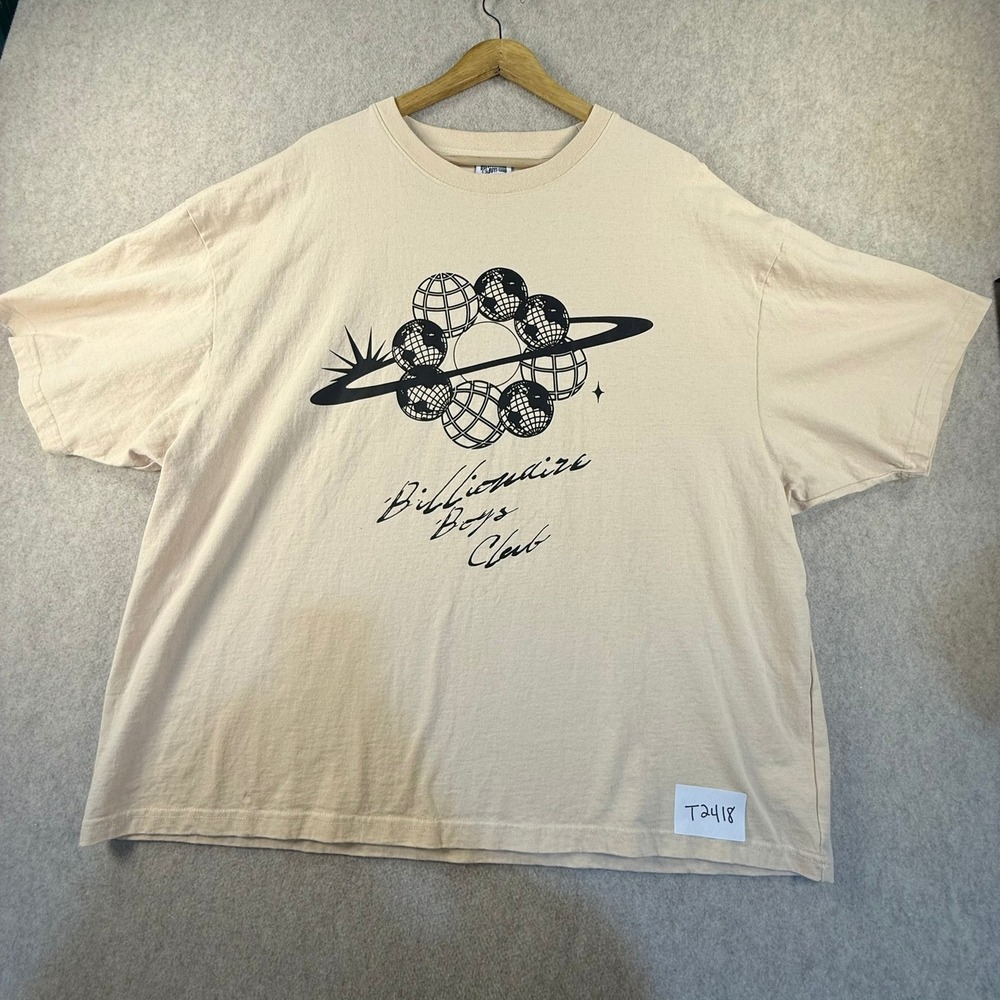 Billionaire Boys Club Mens XXL Tan Graphic Planet Globe T-Shirt Streetwear